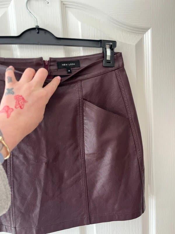New Look leather like wine skirt