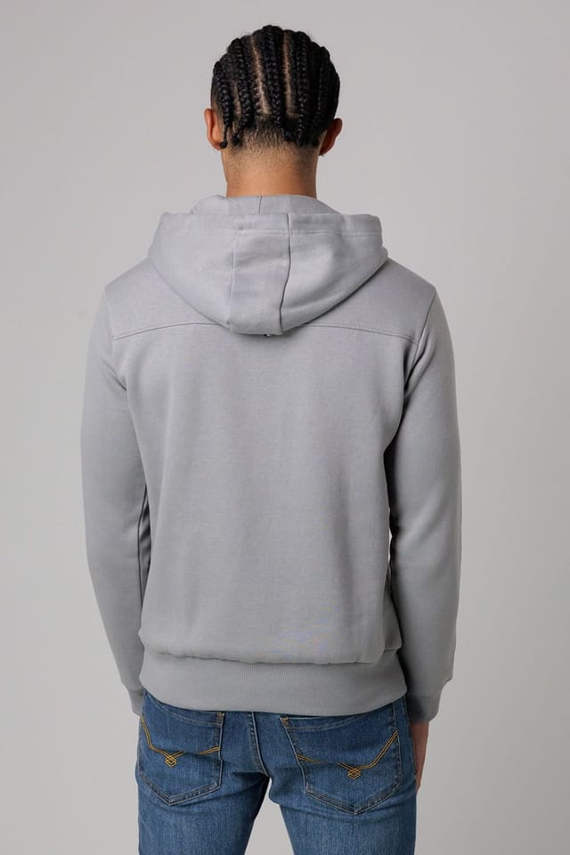 Santa Barbara Polo & Racquet Club Santa Barbara Polo & Racquet Club Men's Cotton Rich Pullover Hoodie with Drawstring & Kangaroo Pocket in Grey - 2