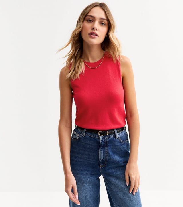 New Look Women's Red Knit Sleeveless Top New Look - 2