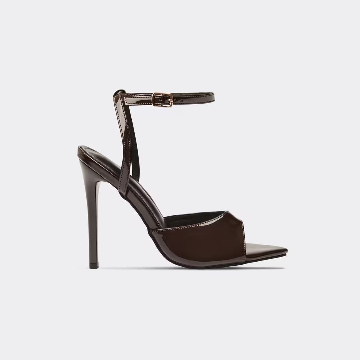 EGO EGO Brown Patent Ankle Strap Stiletto Heels