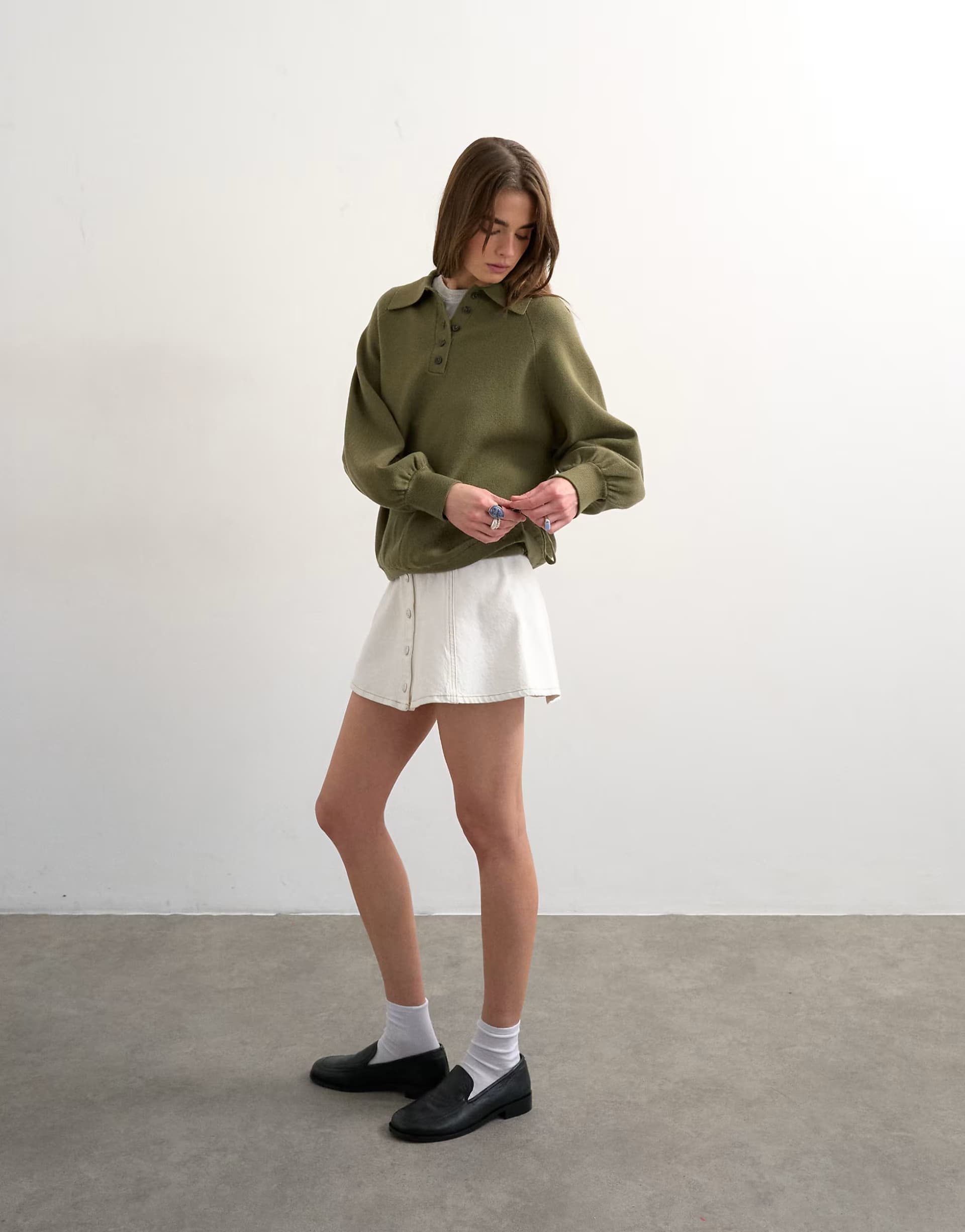 ASOS Topshop denim button through mini skirt in ecru