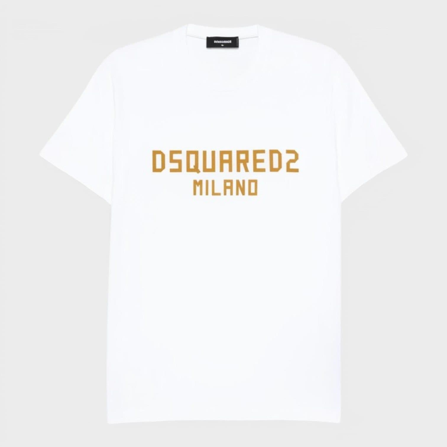 Dsquared2 Dsquared2 Men's Milano Logo T-Shirt Print White Ochre