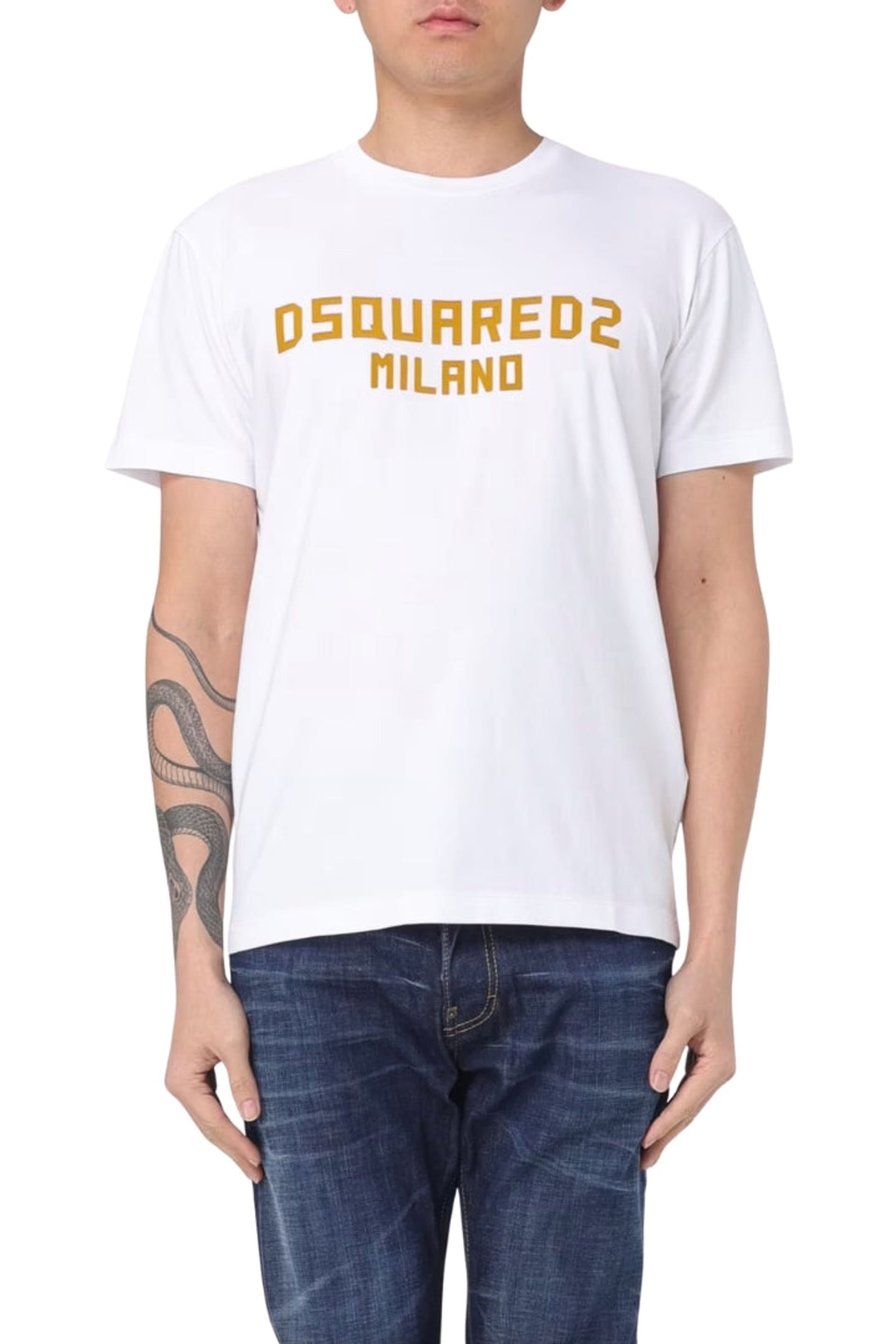 Dsquared2 Dsquared2 Men's Milano Logo T-Shirt Print White Ochre - 4