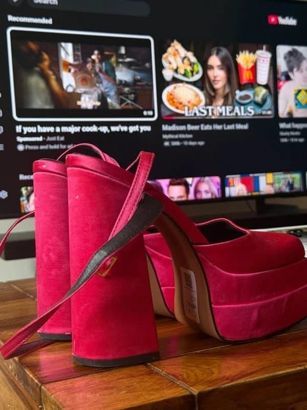 ASOS Hot pink satin platform heels
