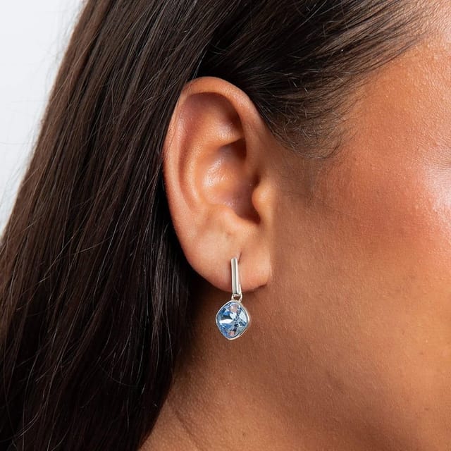 T.H.Baker T.H.Baker Women's Sterling Silver Blue Sapphire Dropper Earrings E6478T - 2