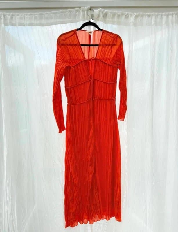 H&M Viral H&M influencers pick burnt orange dress chiffon tie up front
