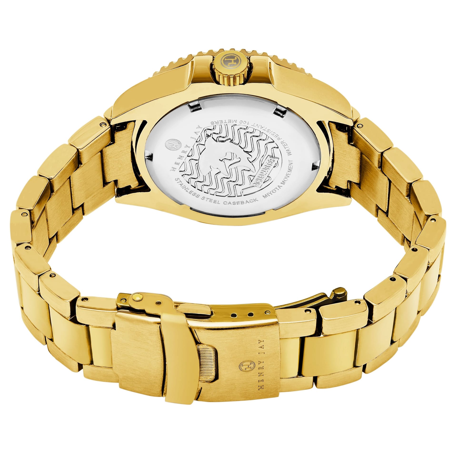 Henry Jay Henry Jay Men's Quartz Stainless Steel Specialty Aquamaster Professional Dive Watch in Gold - 4