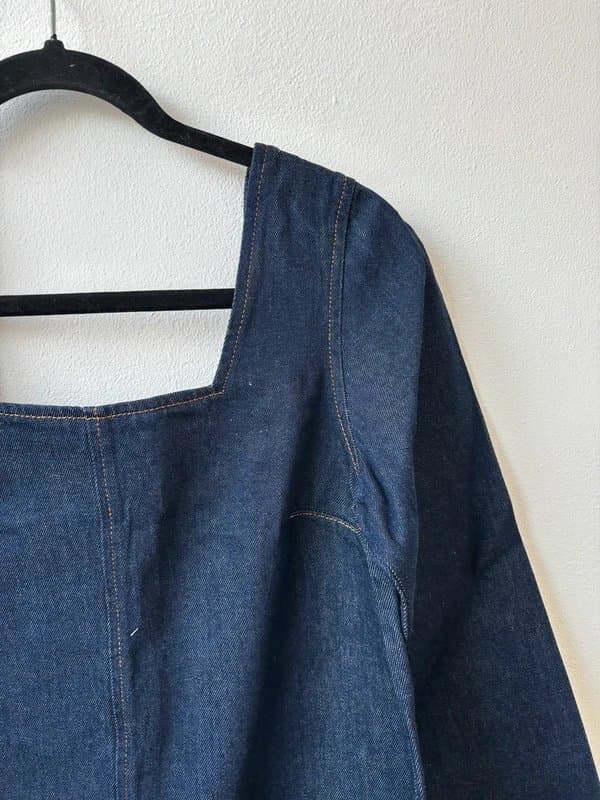 ASOS ASOS denim seamed long sleeve top in dark indigo small