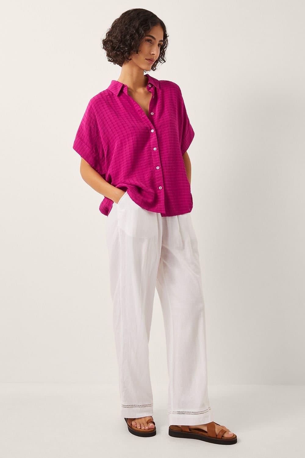 Monsoon Monsoon Pink Linen Boxy Shirt for Women