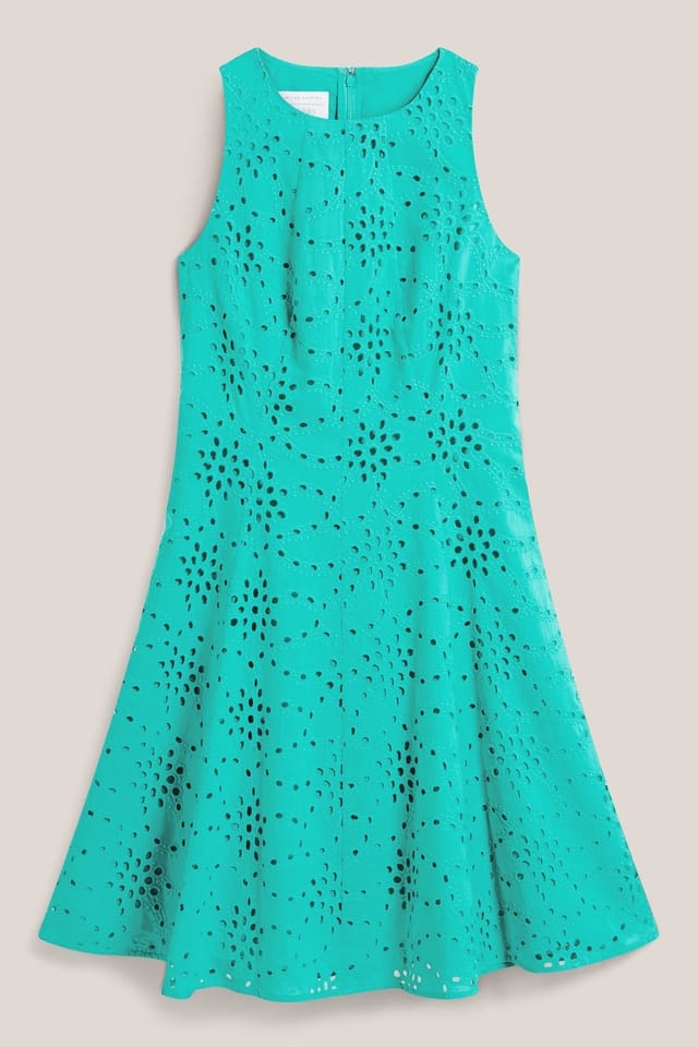 Hobbs London Hobbs London Women's Parling Embroidery Cutwork Mini Dress in Turquoise - 2
