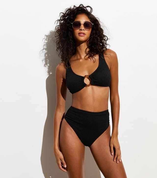 Gini London Women's Black Textured Bikini Top Gini London New Look - 2