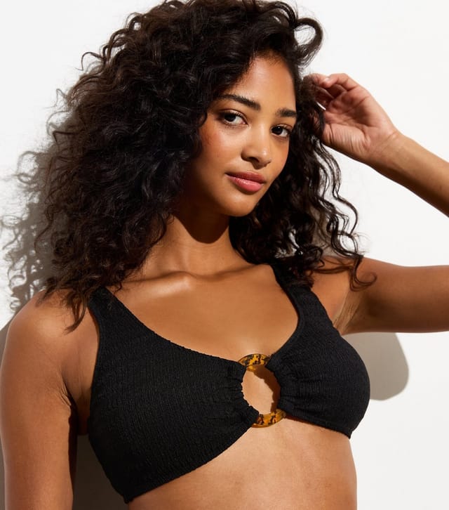 Gini London Women's Black Textured Bikini Top Gini London New Look - 3