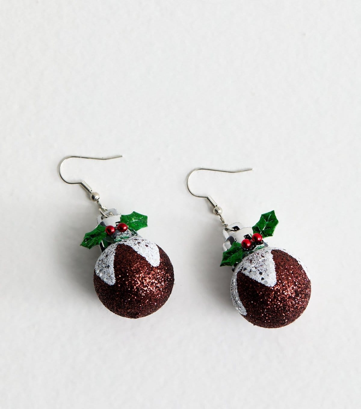 New Look Silver Tone Christmas Pudding Drop Earrings New Look - 4