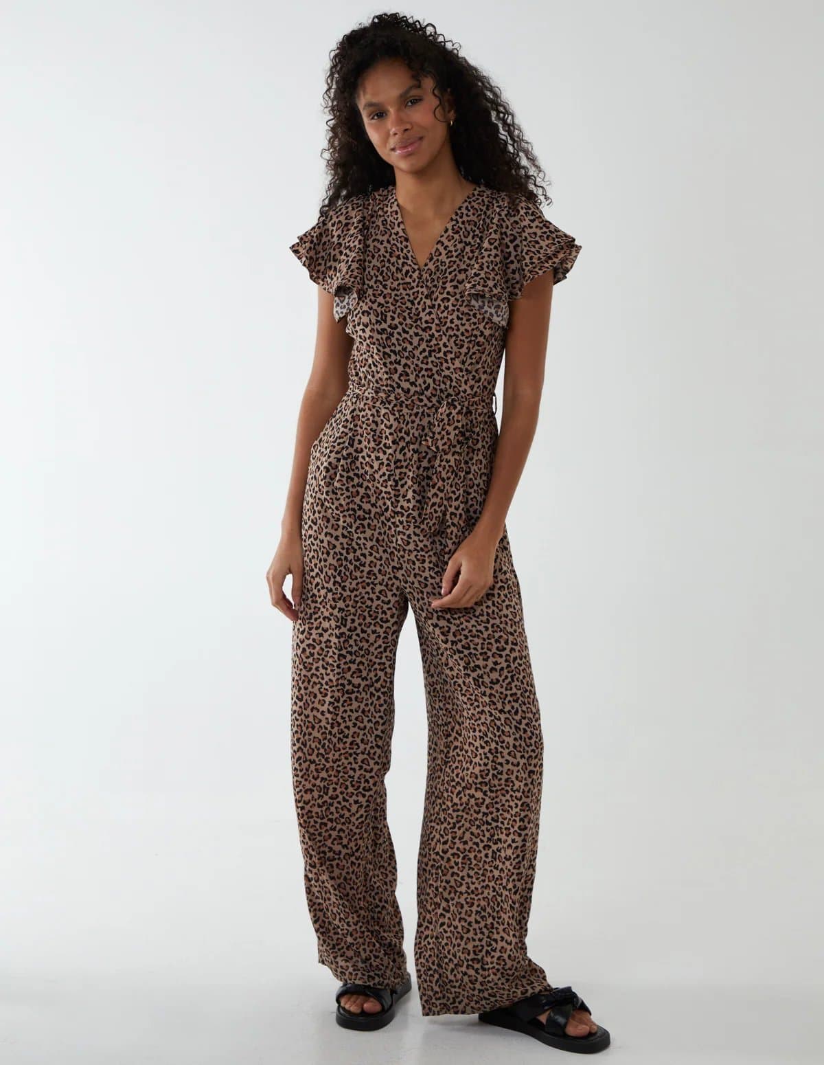 Blue Vanilla Jumpsuit With Ruffle Sleeve And Wrap Front