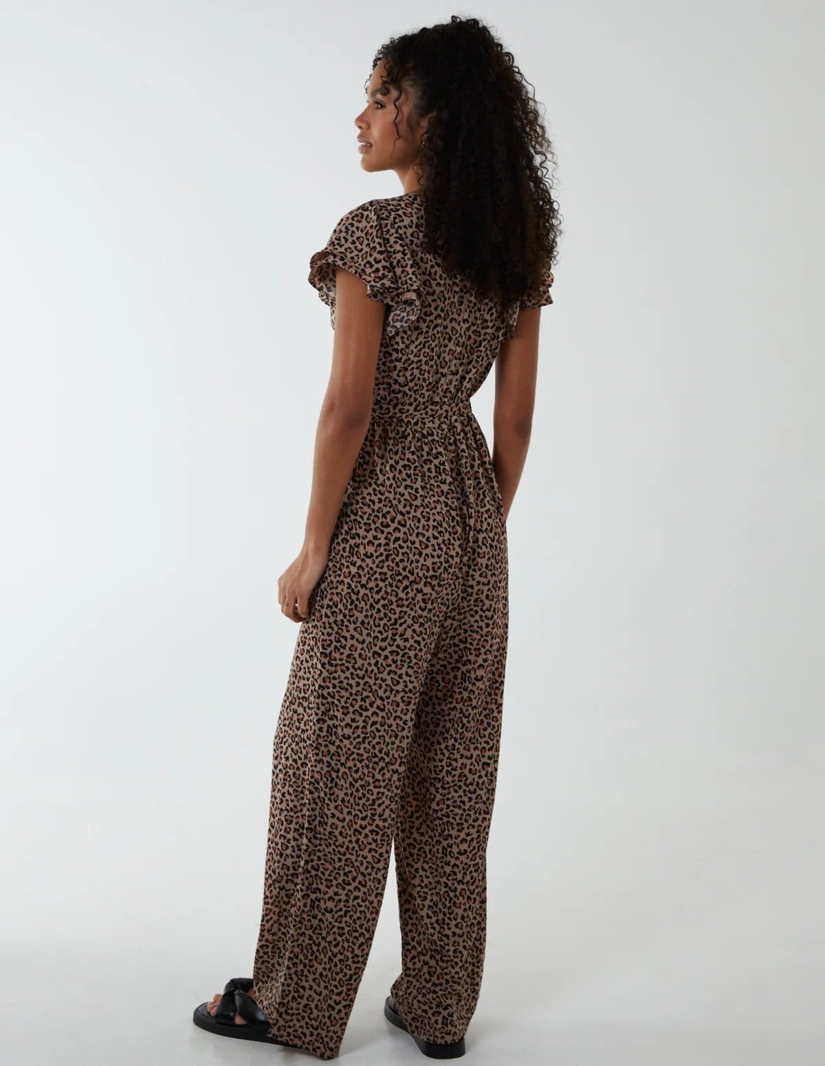 Blue Vanilla Jumpsuit With Ruffle Sleeve And Wrap Front - 4