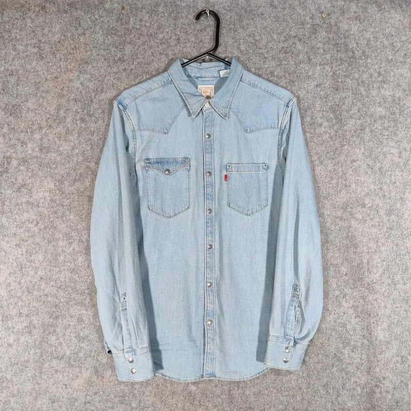 Levis Levis Shirt Mens Size Medium Blue Denim Barstow Western Snap Special Edition