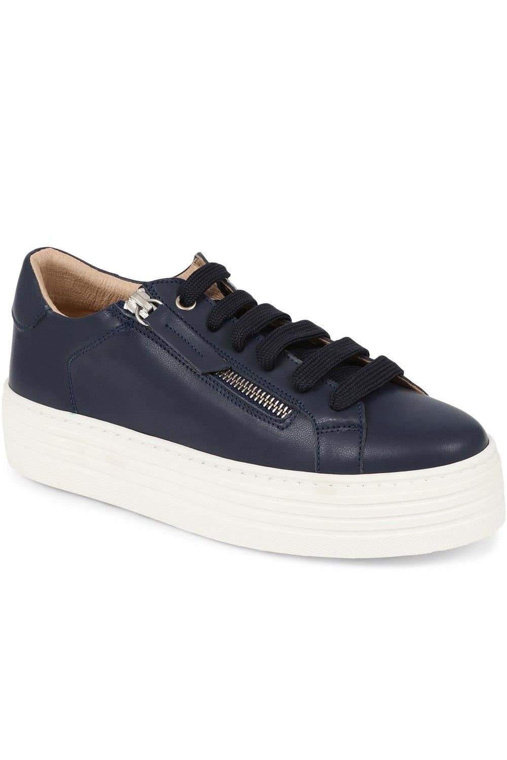Jones Bootmaker Jones Bootmaker Women's Amaliada Leather Platform Trainers in Navy