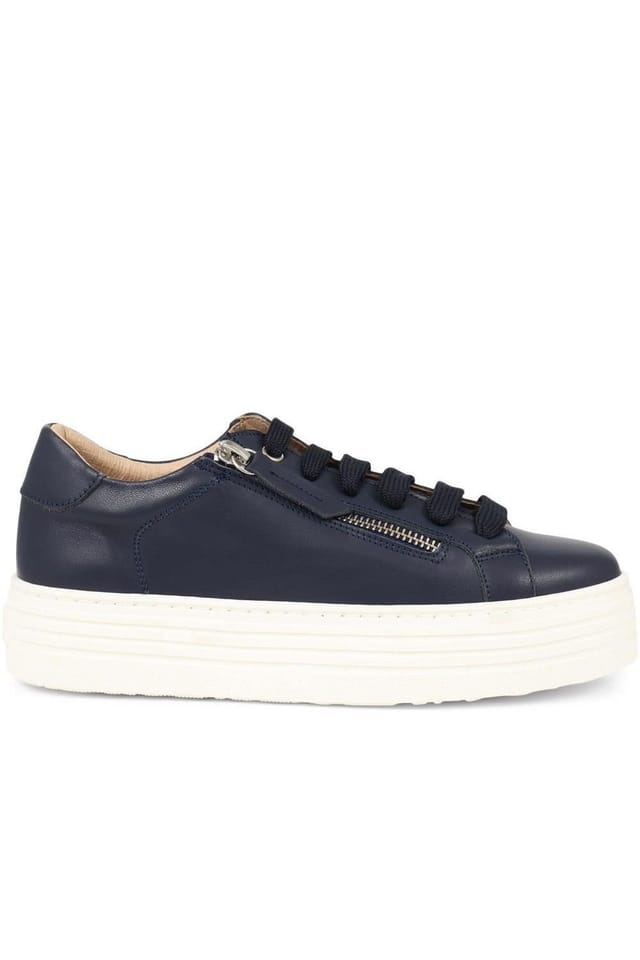 Jones Bootmaker Jones Bootmaker Women's Amaliada Leather Platform Trainers in Navy - 2