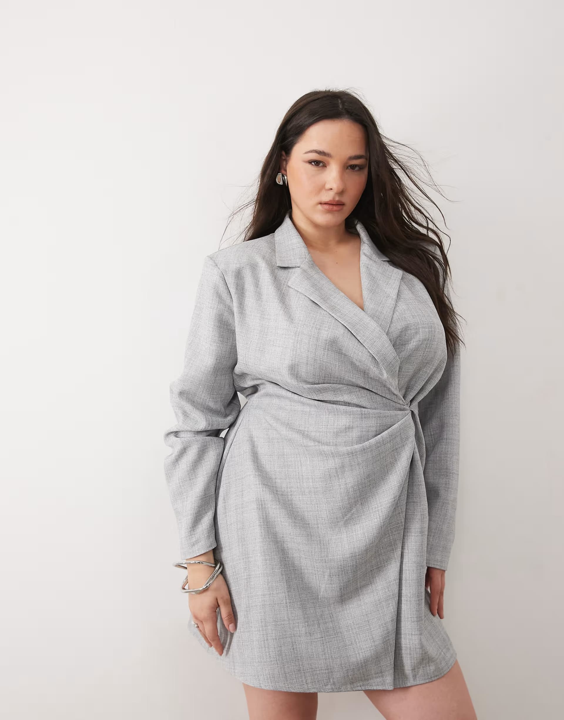 ASOS ASOS DESIGN Curve blazer dress mini tailored fabric in grey
