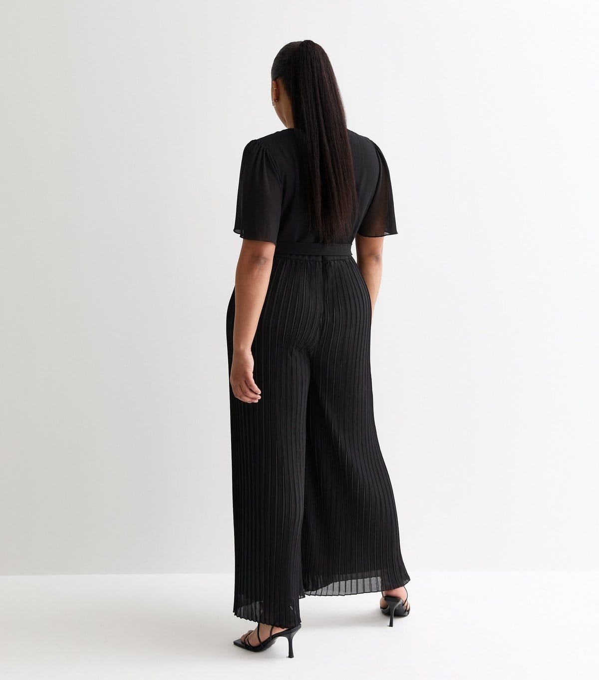 New Look Women's Plus Size Black Pleated Wide Leg Jumpsuit Curves New Look - 4