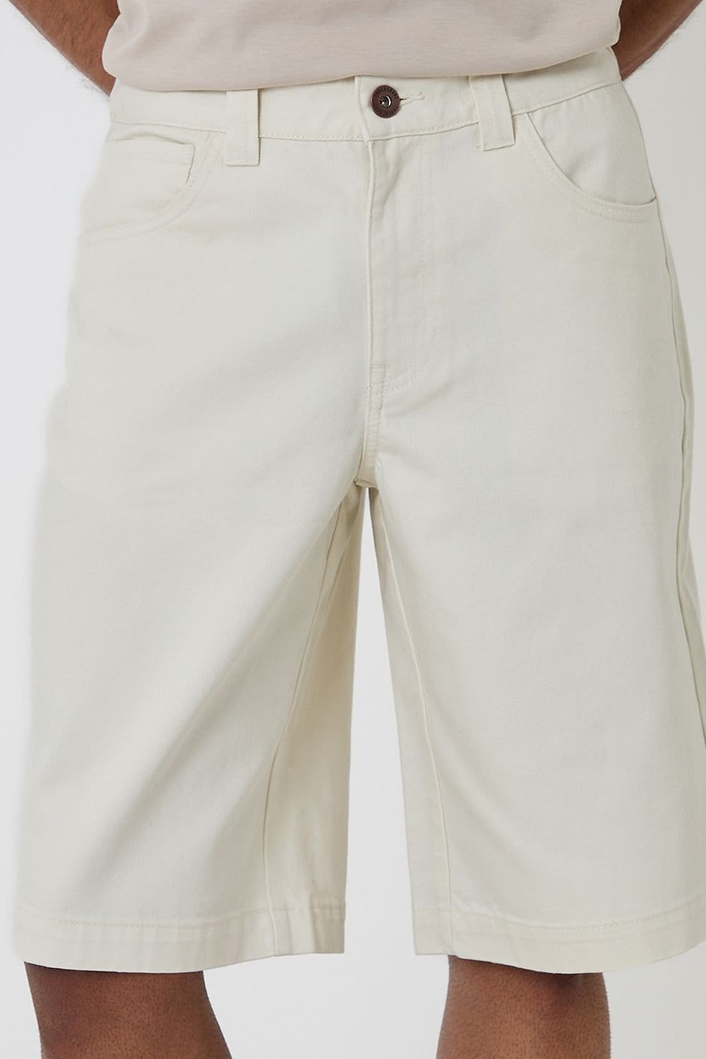Threadbare Threadbare Men's Baggy Fit Denim Shorts in Natural - 4