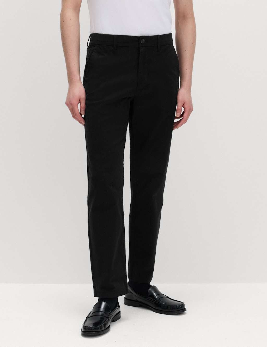M&S Black Cotton Chinos with Elasticated Waist