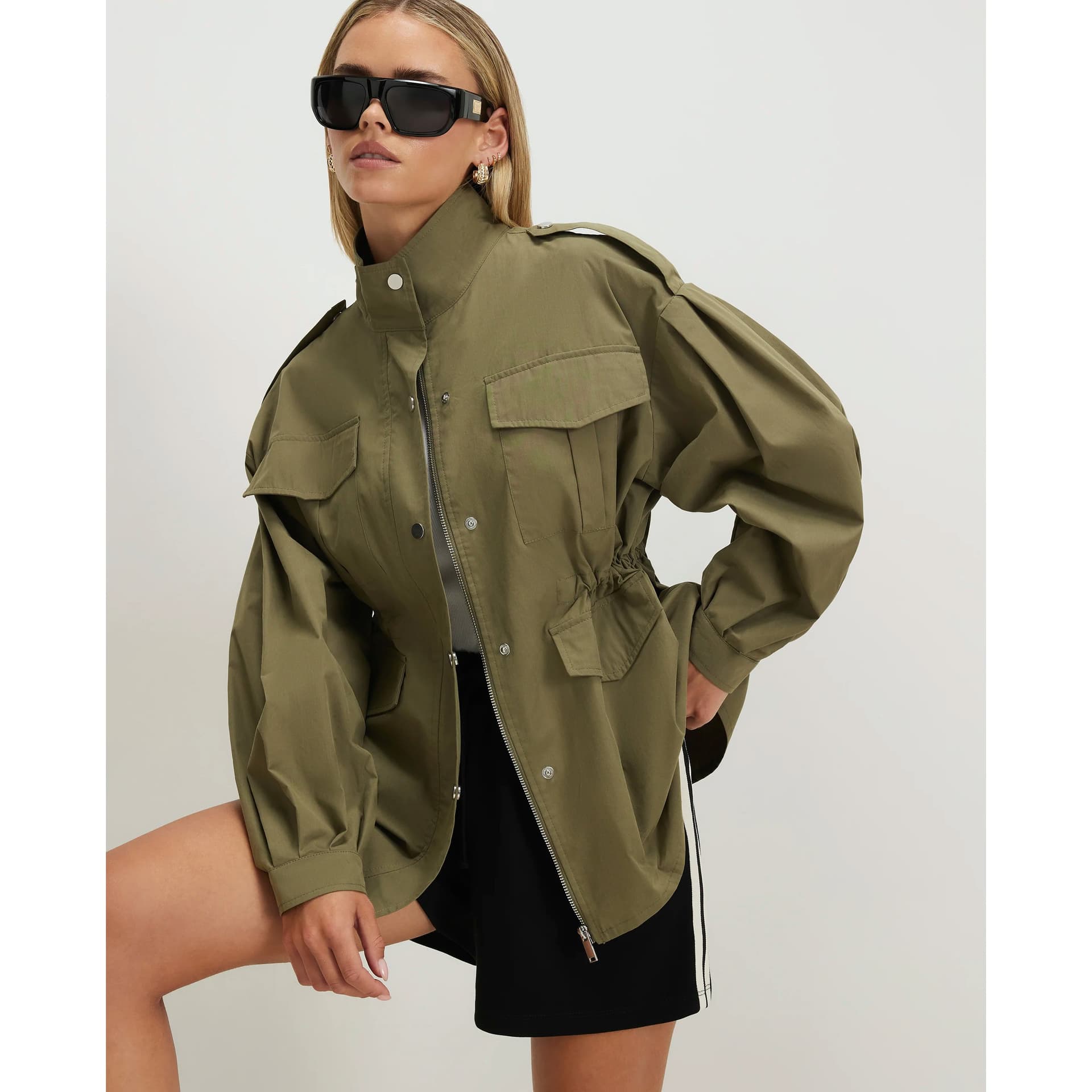 River Island River Island Womens Petite Khaki Femme Utility Jacket