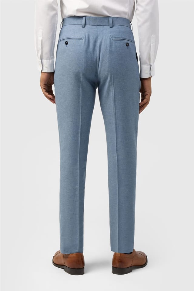 Ted Baker Ted Baker Men's Flat Fronted Herringbone Tailored Suit Trousers in Light Blue - 2
