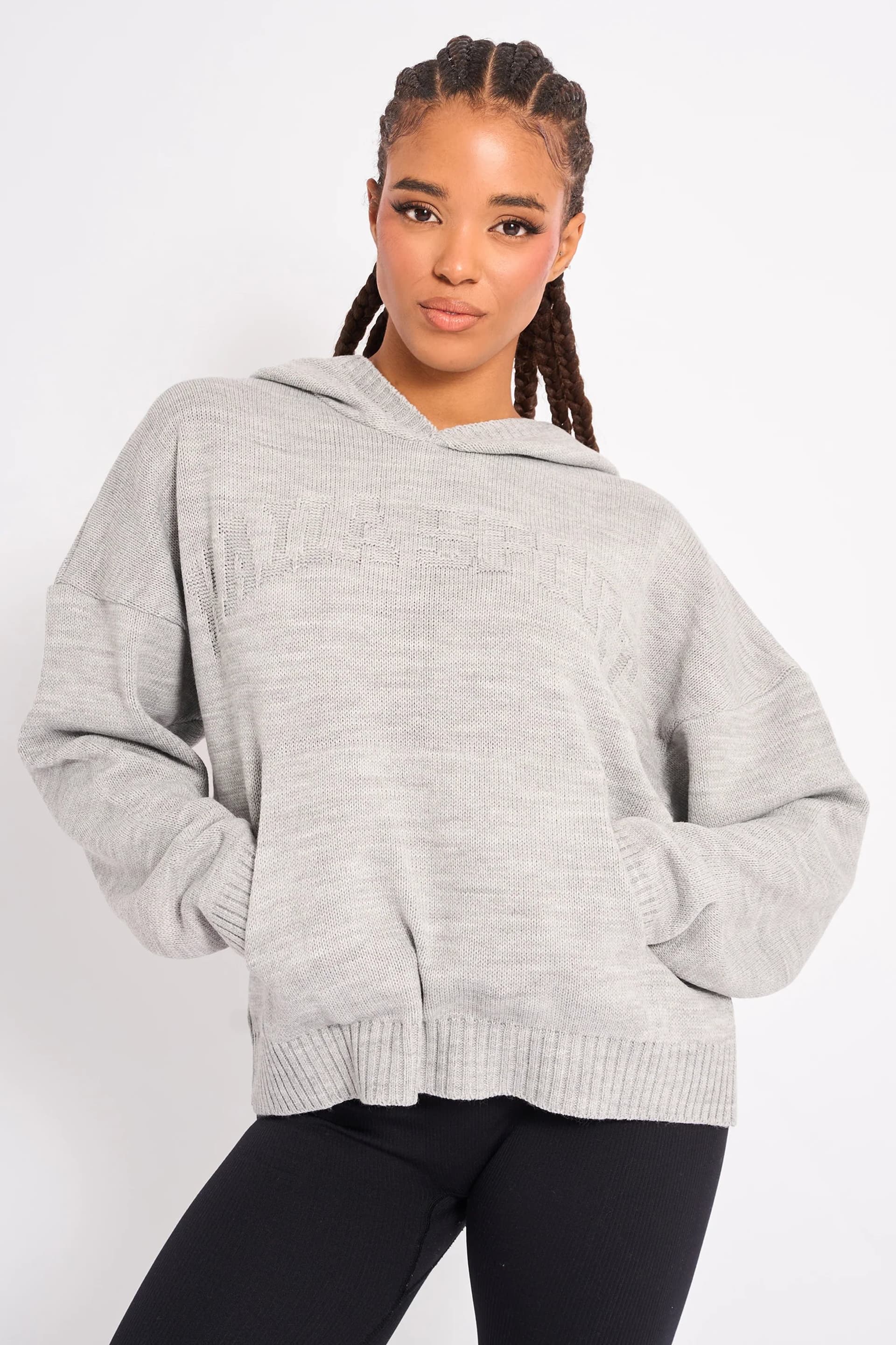 Kaiia Kaiia Sport Knitted Hoodie Soft Grey