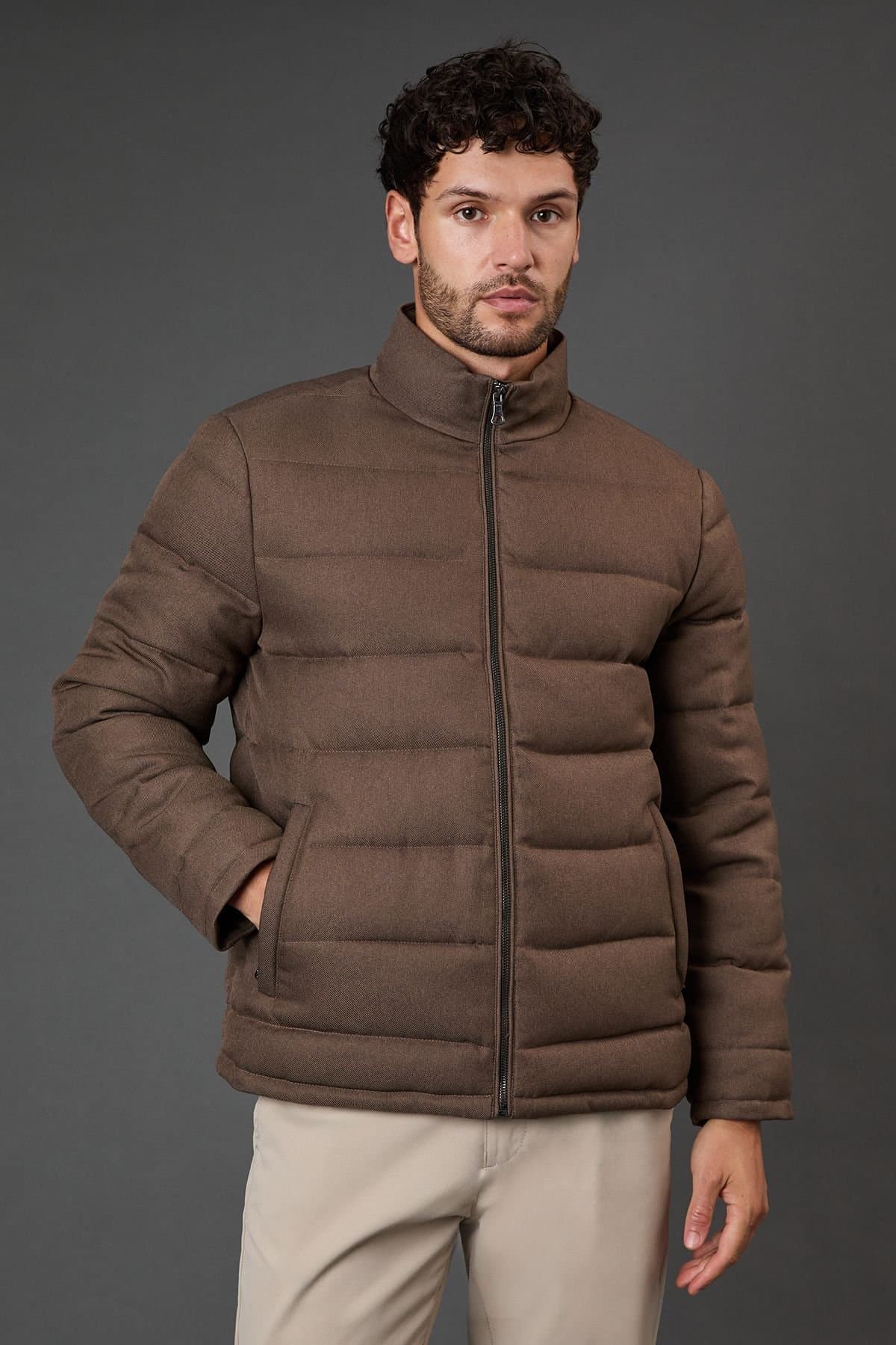 Burton Burton Men's Taupe Wool Look Quilted Jacket