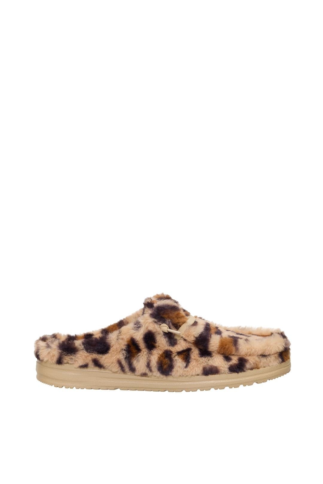 Hey Dude HEY DUDE Women's Wendy Slipper Leo Fur Tan/Multi in Brown