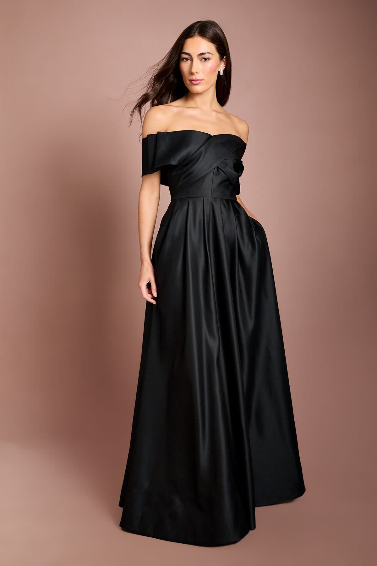 Coast Coast Women's Bardot Origami Satin Dress in Black