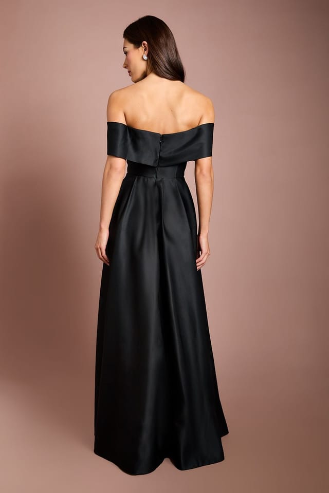 Coast Coast Women's Bardot Origami Satin Dress in Black - 3