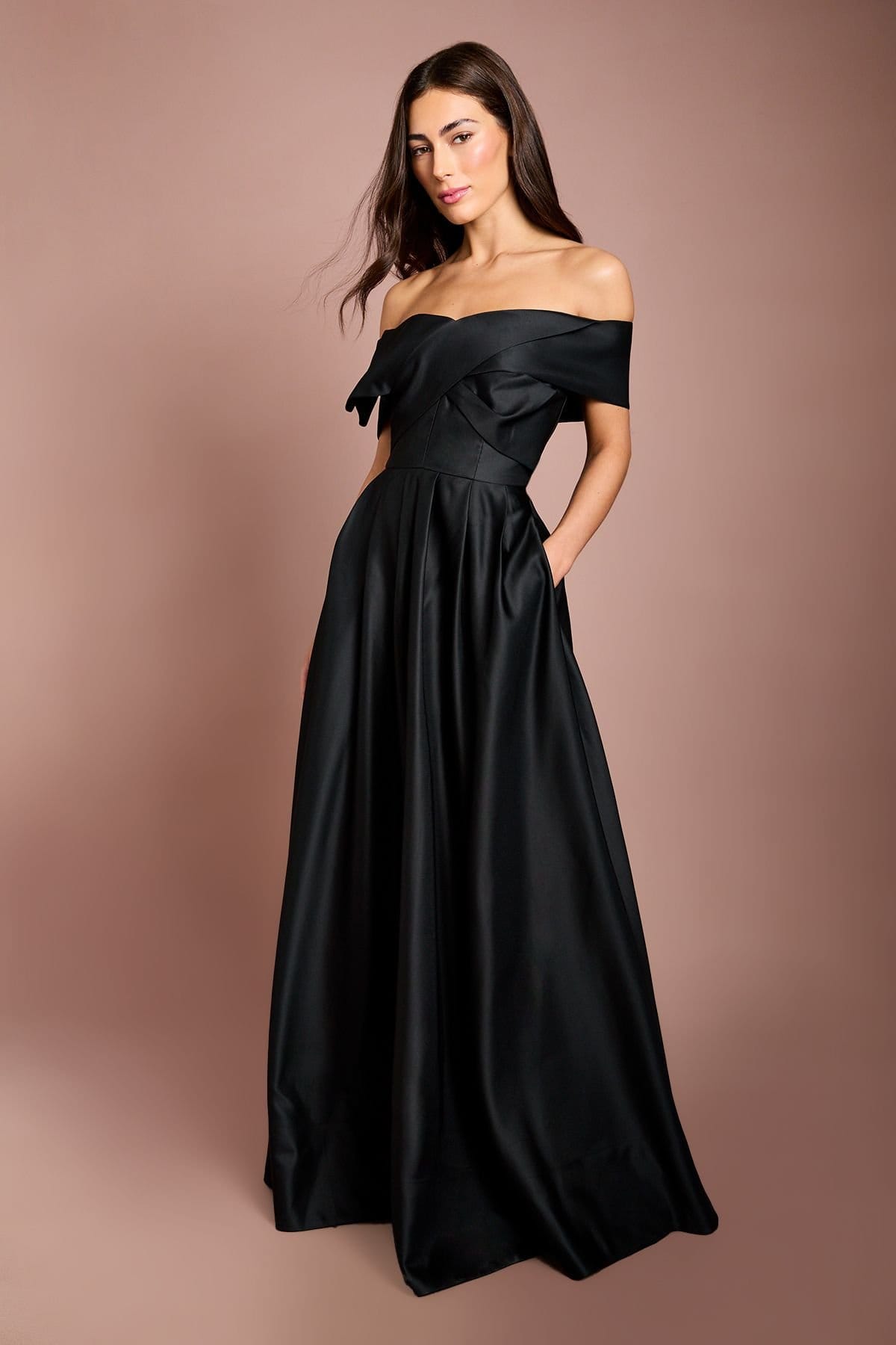 Coast Coast Women's Bardot Origami Satin Dress in Black - 4