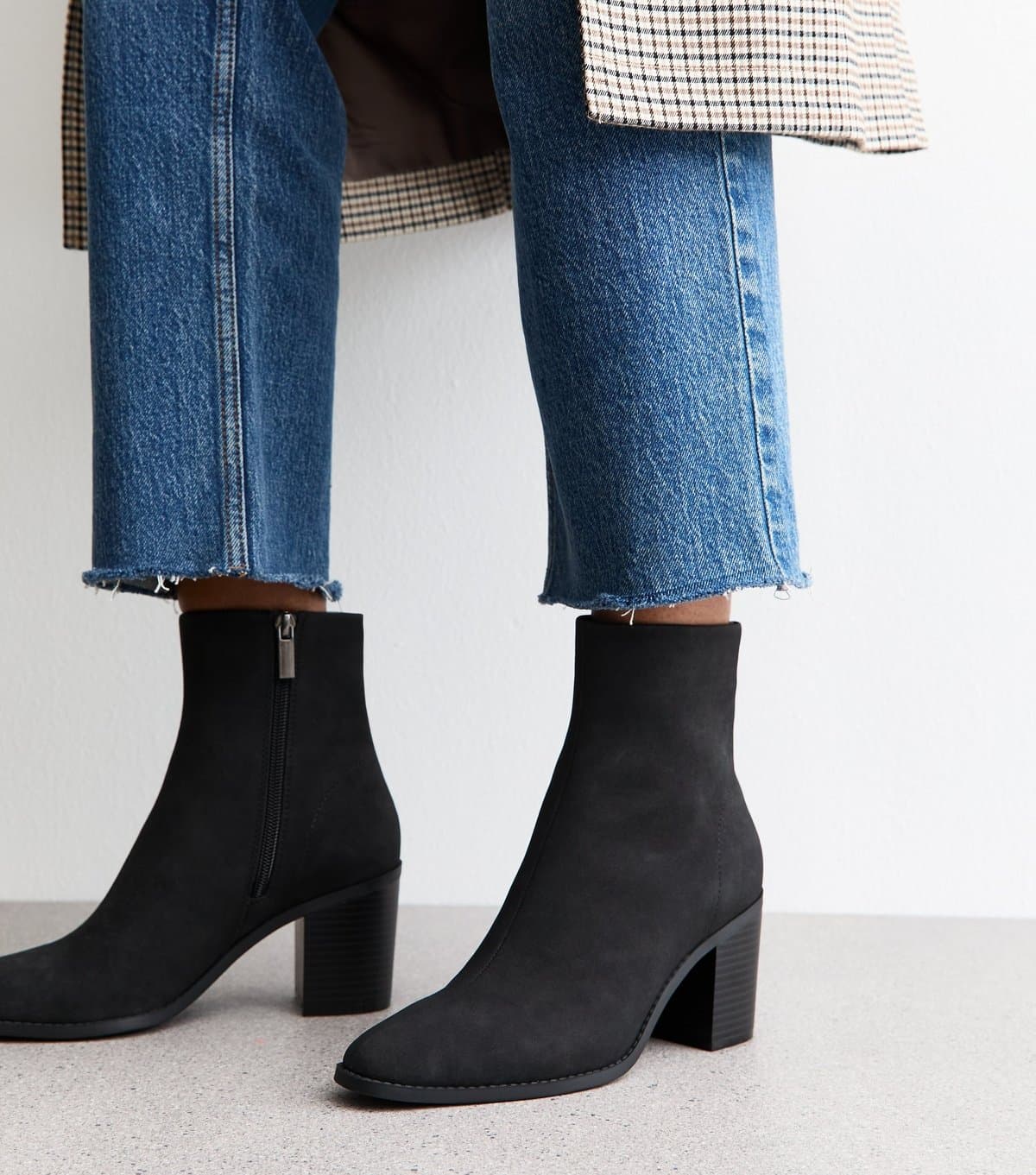 New Look New Look Black Faux Suede Almond Toe Ankle Boots