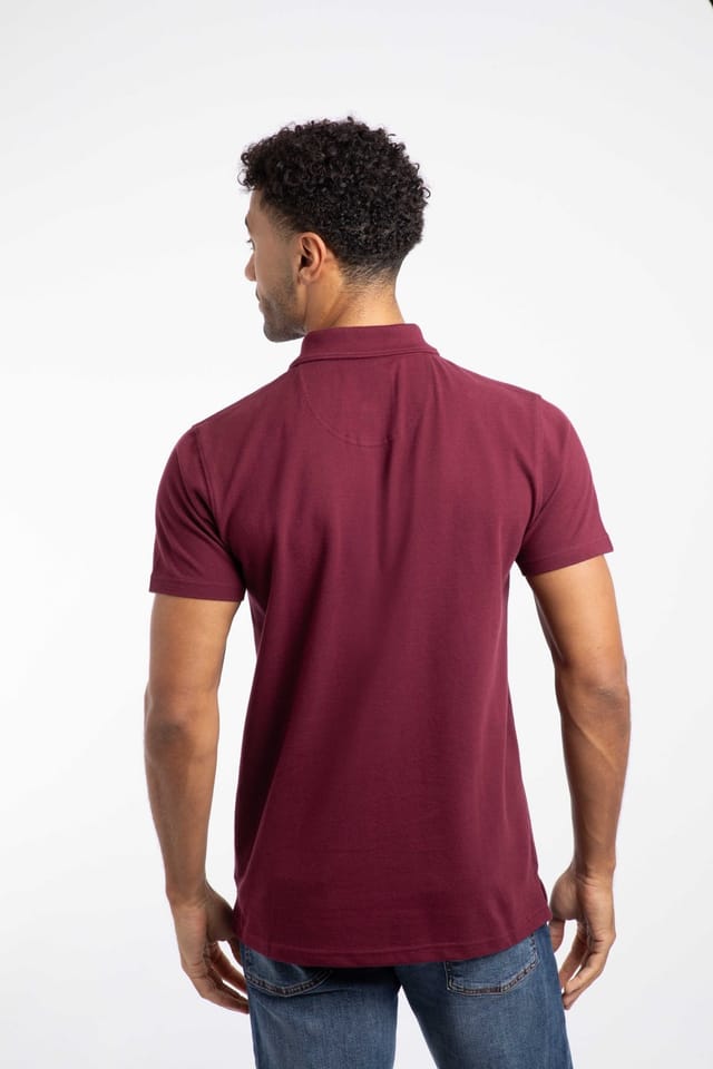 Weird Fish Weird Fish Men's Miles Pique Polo Shirt in Wine - 3