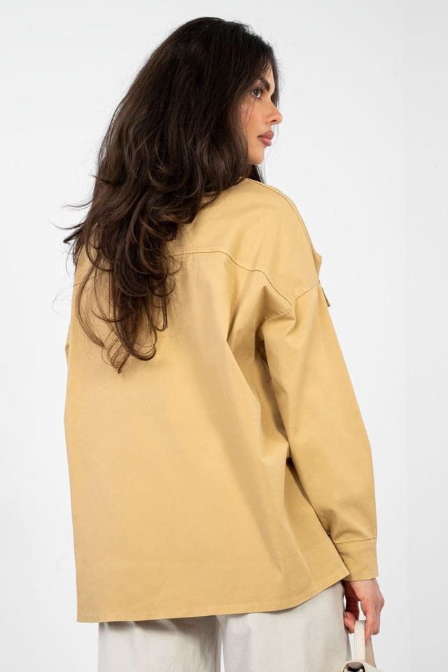 Love Lace Love Lace Women's Casual Cotton Elastane Long Sleeve Shirt Style 224200 in Camel - 3