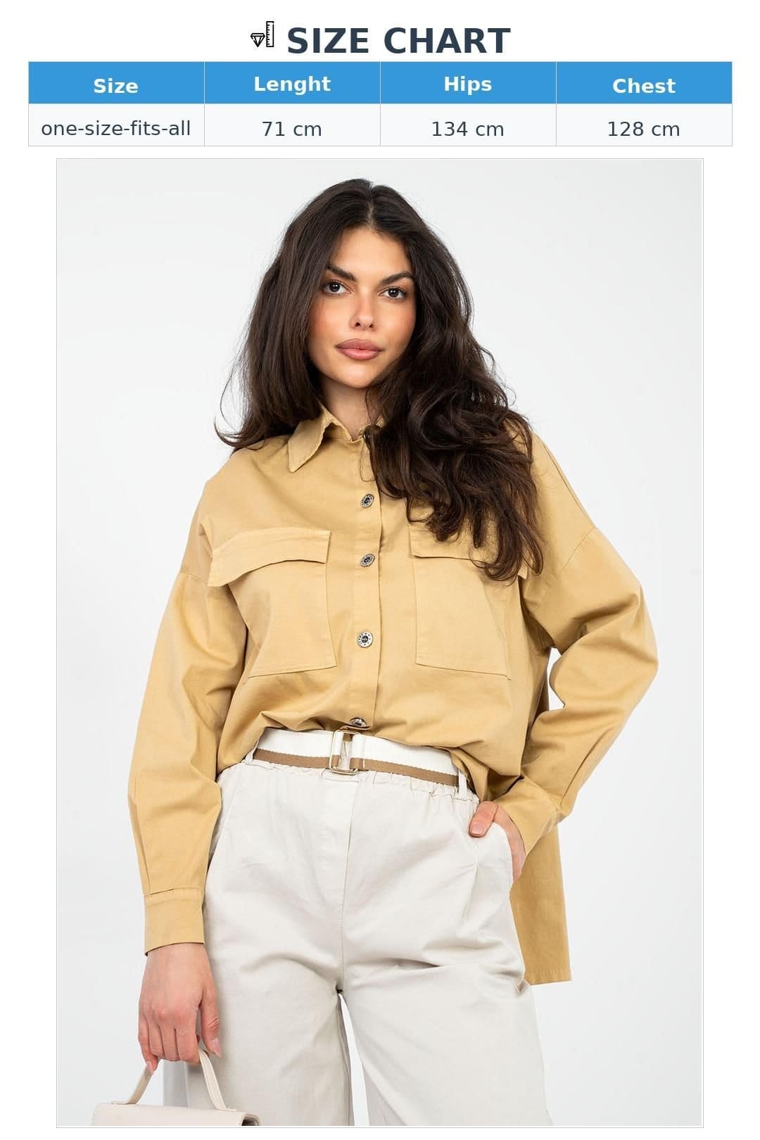Love Lace Love Lace Women's Casual Cotton Elastane Long Sleeve Shirt Style 224200 in Camel - 4