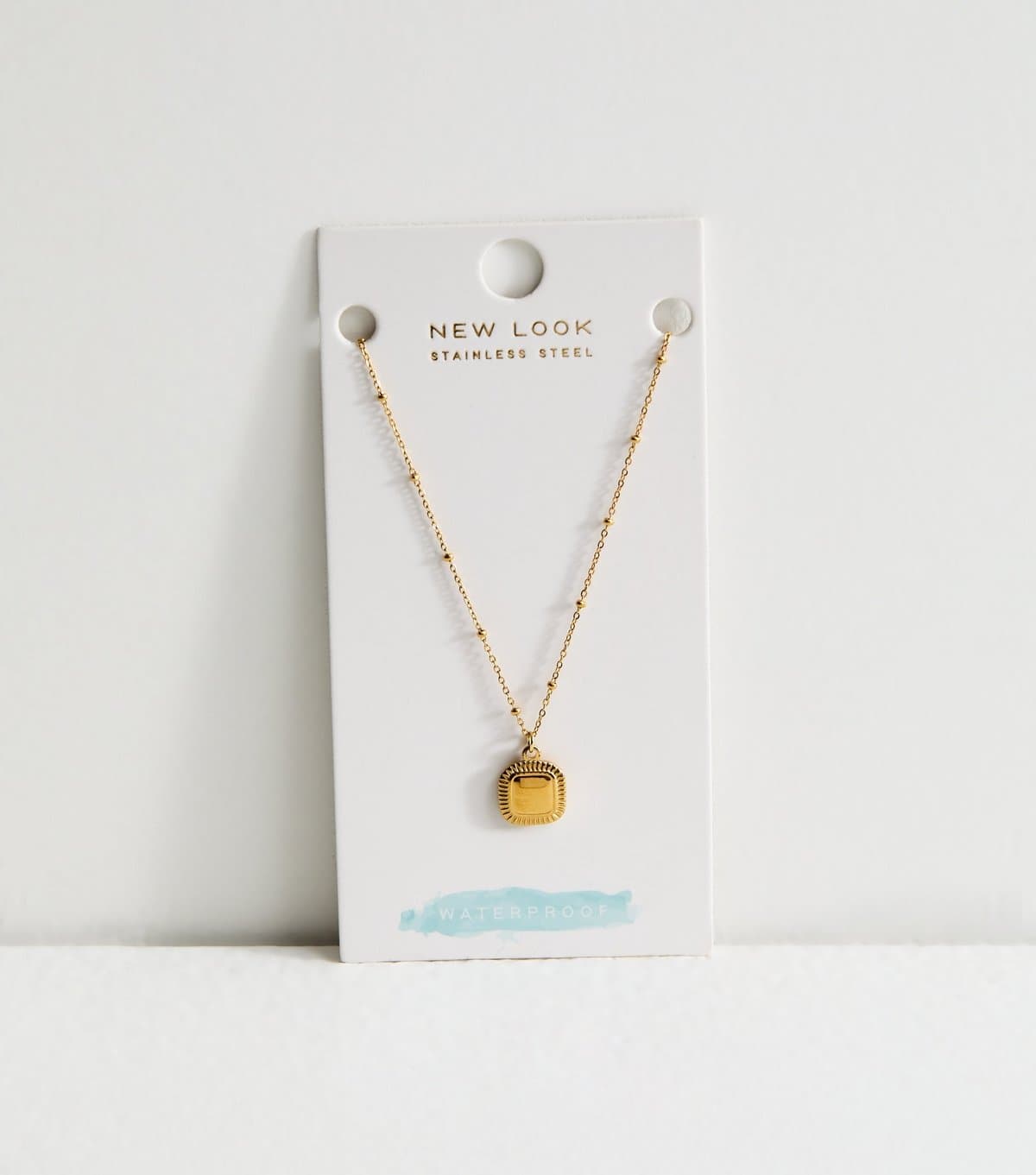 New Look Gold Tone Waterproof Square Pendant Necklace New Look