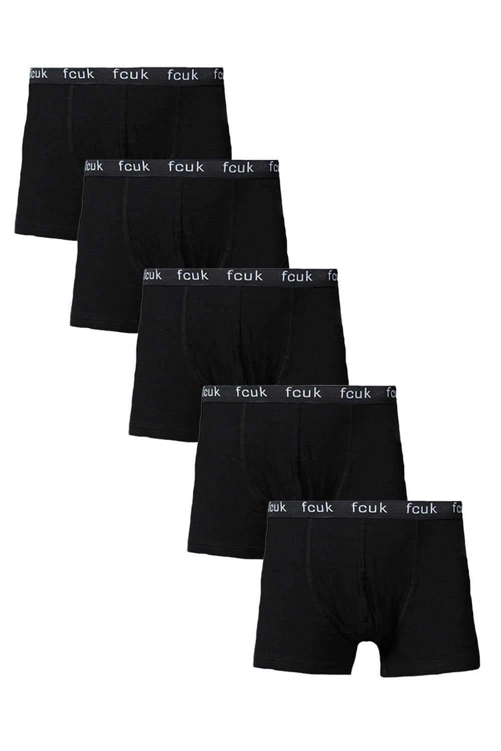 French Connection French Connection Men's 5 Pack FCUK Cotton Stretch Boxers in Black