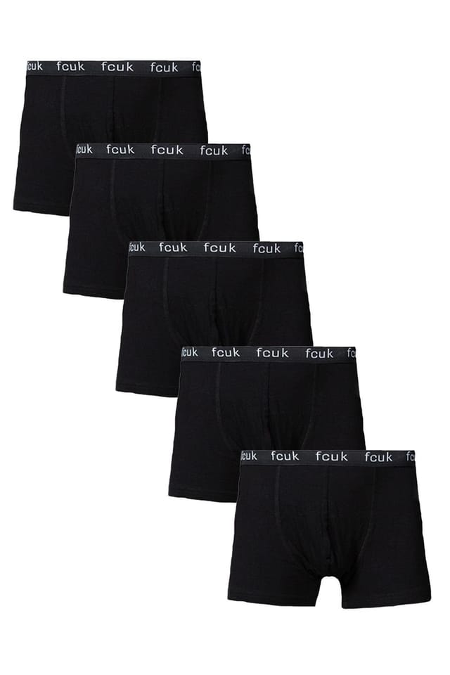 French Connection French Connection Men's 5 Pack FCUK Cotton Stretch Boxers in Black - 2