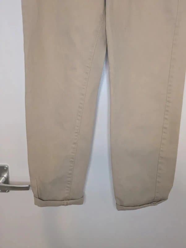 Mango Mango Beige Cotton Loose Fit Trousers | Size small | Paperbag Waist Jogger Jeans