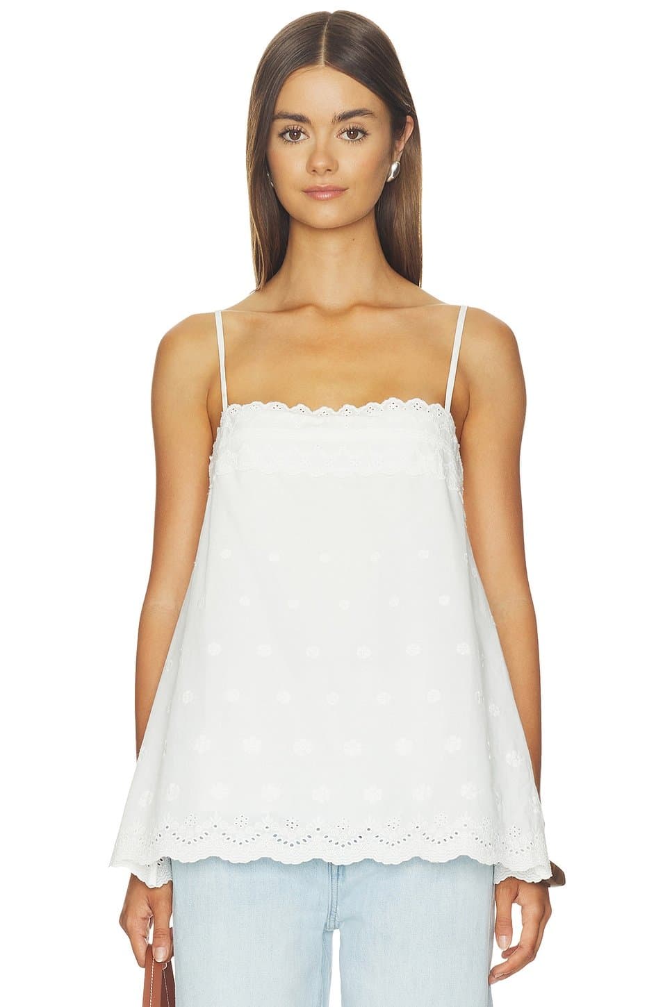revolve Revolve White Lace Trim Cami Top