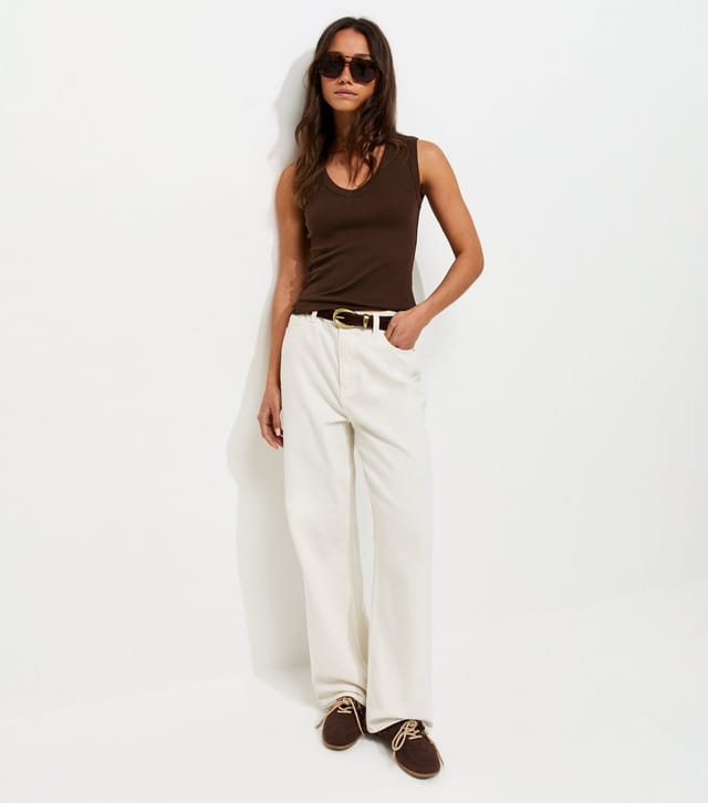 New Look Women's Dark Brown Jersey V-Neck Vest New Look - 3