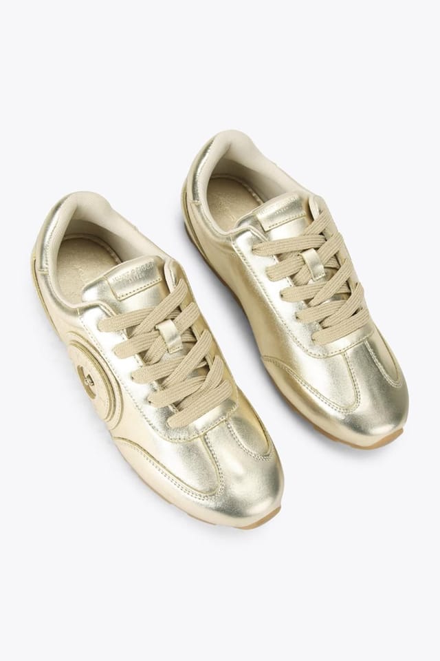 Kurt Geiger London Kurt Geiger London Women's 'Bromley Slimline Sneaker' Leather Trainers in Gold - 2