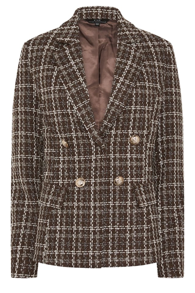 Star by Julien Macdonald Star by Julien Macdonald Women's Boucle Checked Blazer in Brown - 2