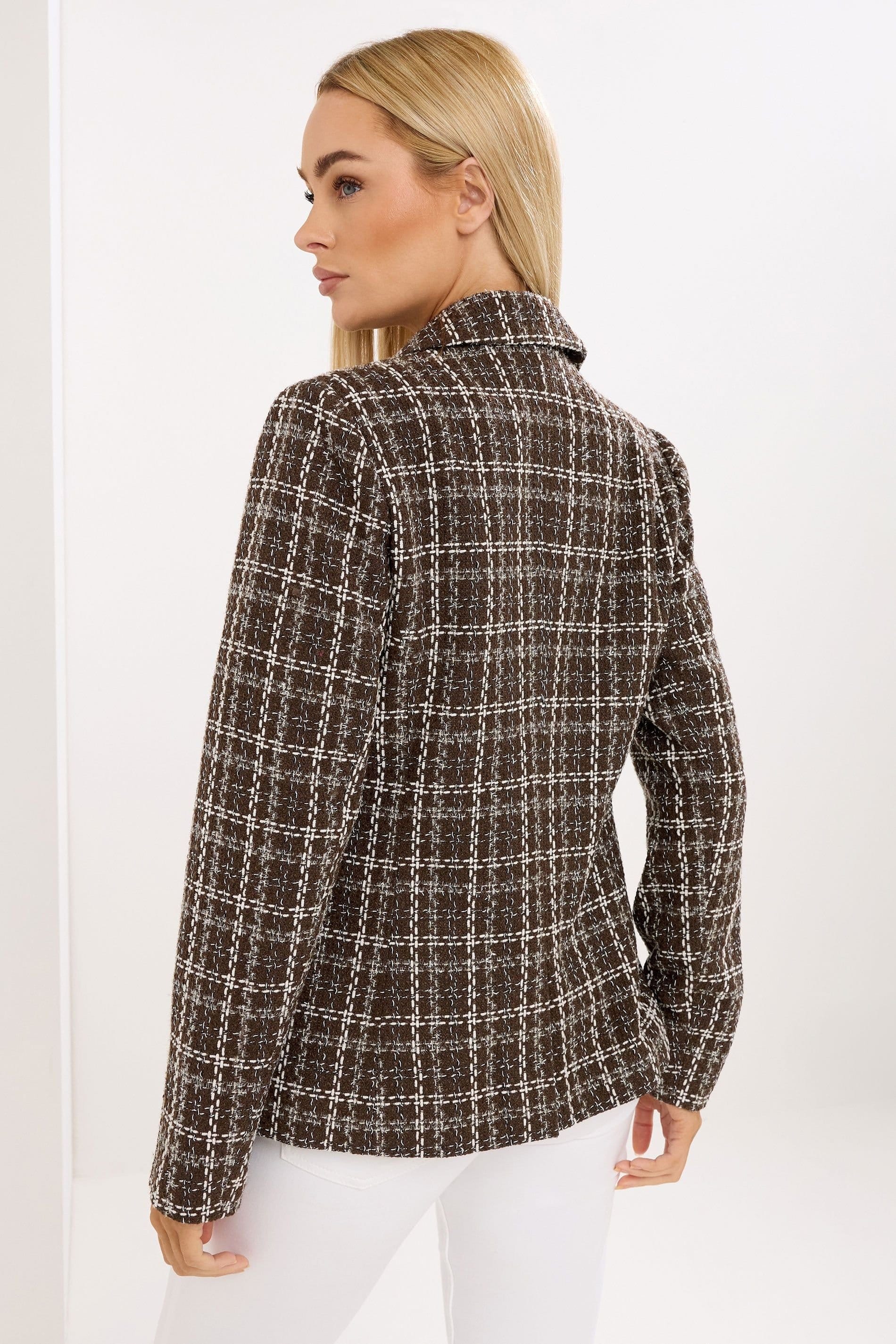 Star by Julien Macdonald Star by Julien Macdonald Women's Boucle Checked Blazer in Brown - 4
