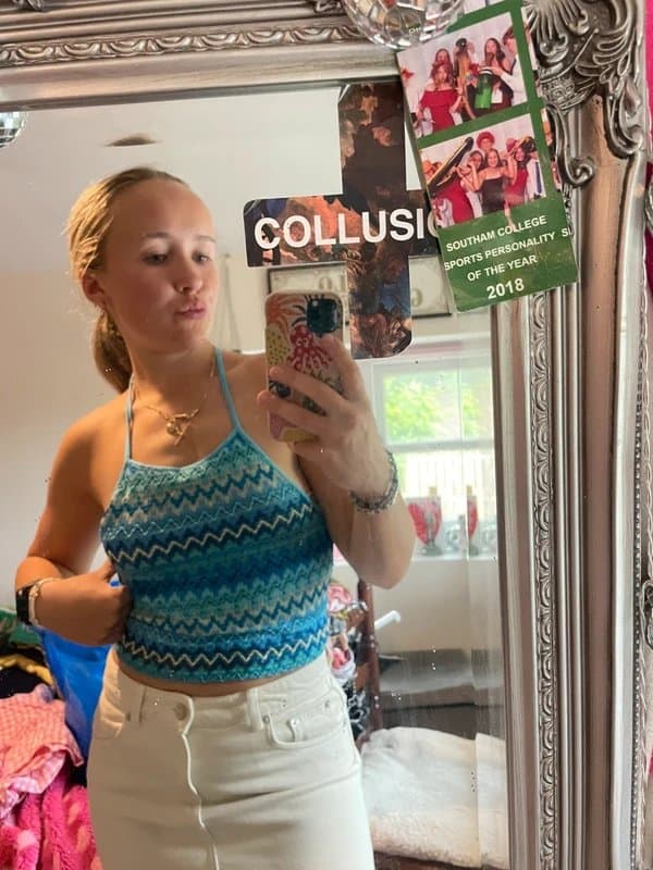 New Look New look Blue patterned halter neck top