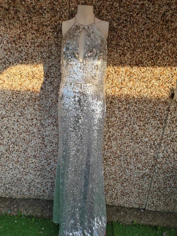 Club L London Club L London Polaris Silver Sequin Maxi Dress | UK12 (Fits 12–14) | BNWT | rrp £150+