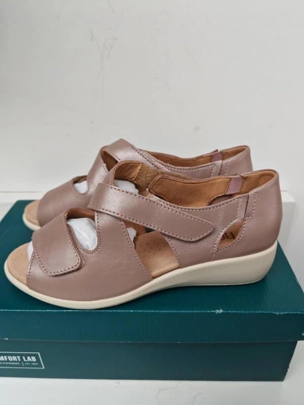 Hotter Hotter Riga Mauve Metallic Sandals Size 4 UK EEE Extra Wide Fit Brand New Boxed